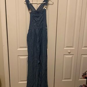 Wide Leg Denim-like Overalls